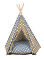 Bud'z Tipi Style Tent White Polka Dot Dog Bed, Blue/Sand