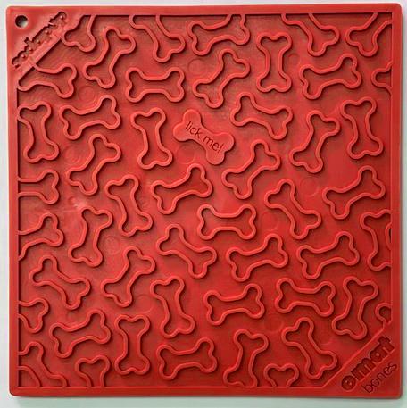 SodaPup Tapis à lécher eMat design Os Enrichissement pour chien, Rouge