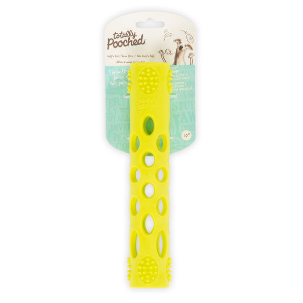 Messy Mutts Totally Pooched, Huff'N Puff Throw Stick Jouet En Caoutchouc Pour Chien Bâton, Vert