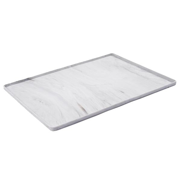Messy Mutts Tapis En Silicone, Avec Rebords Élevés, Gris Marbré