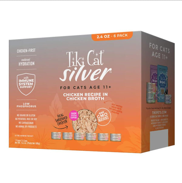 Tiki Cat Silver Senior Whole Foods Recette de poulet dans un bouillon de poulet Nourriture pour chats en conserve