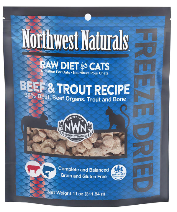 Northwest Naturals Raw Diet Beef & Trout Nibbles Freeze-Dried Cat Food