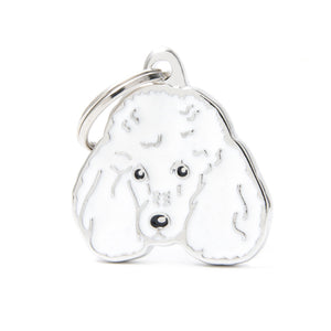 MyFamily Caniche blanc Médaille d'identification pour animaux de compagnie