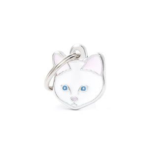 MyFamily European Shorthair Médaille d'identification pour animaux de compagnie, grand, blanc