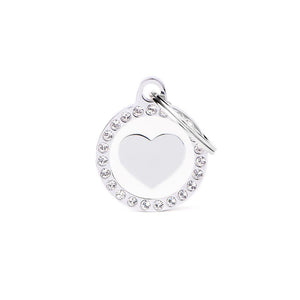 MyFamily Glam Heart Médaille d'identification pour animaux de compagnie, blanc