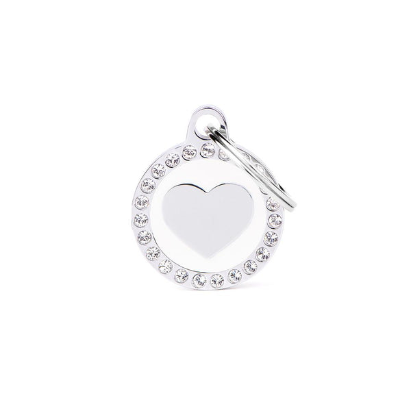 MyFamily Glam Heart Pet ID Tag, White, Small