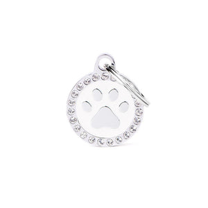MyFamily Glam Paw Médaille d'identification pour animaux de compagnie, blanc