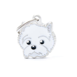 MyFamily West Highland Terrier Médaille d'identification pour animaux de compagnie, blanc