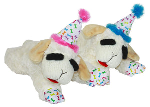 Multipet Lamb Chop with Birthday Hat Dog Toy, Assorted Colors
