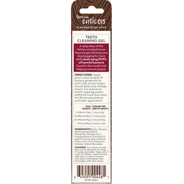 Tropiclean Enticers Hickory Smoked Bacon Teeth Cleaning Gel for Dogs