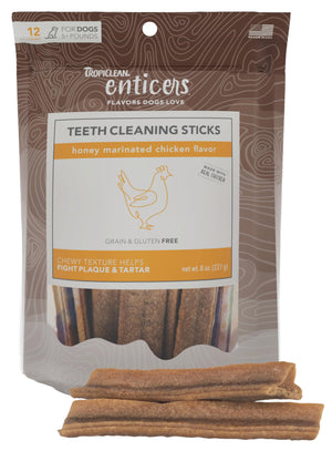 Tropiclean Enticers Honey Marinated Chicken Teeth Cleaning Sticks for Dogs