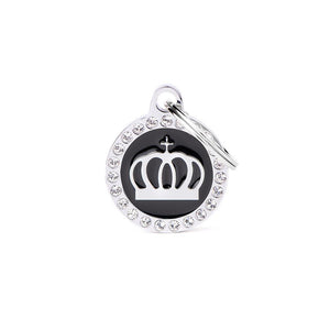MyFamily Glam Couronne Médaille d'identification pour animaux de compagnie, noir