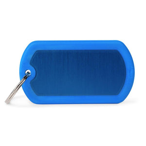 MyFamily Hushtag Military Aluminum Rubber Pet ID Tag, Blue/Blue, Medium