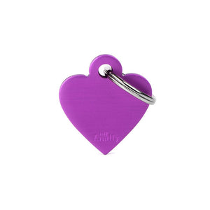 MyFamily Heart en aluminium Médaille d'identification pour animaux de compagnie, violet