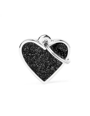 MyFamily Heart Glitter Pet ID Tag, Black