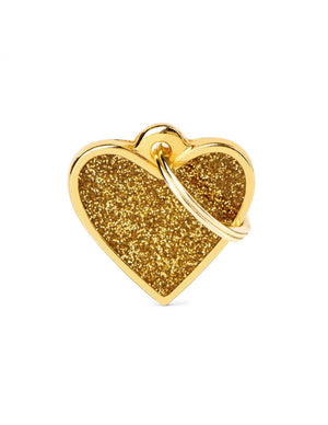MyFamily Heart Glitter Pet ID Tag, Gold
