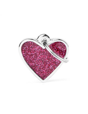 MyFamily Heart Glitter Pet ID Tag, Pink