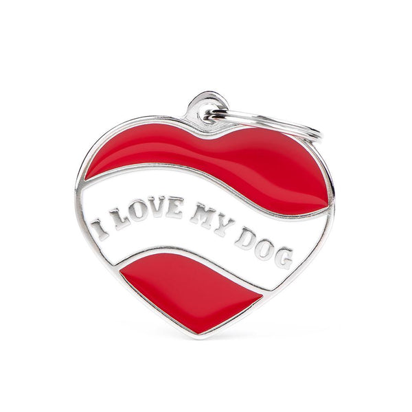 MyFamily Charms Heart I Love My Dog Pet ID Tag, Medium