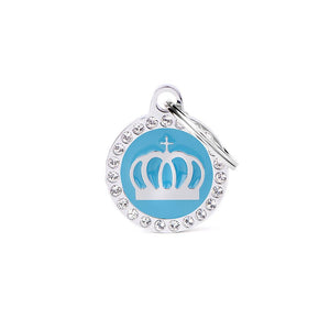 MyFamily Glam Crown Pet ID Tag, Light Blue, Small