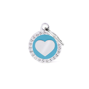 MyFamily Glam Heart Pet ID Tag, Light Blue, Small