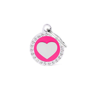 MyFamily Glam Heart Médaille d'identification pour animaux de compagnie, rose