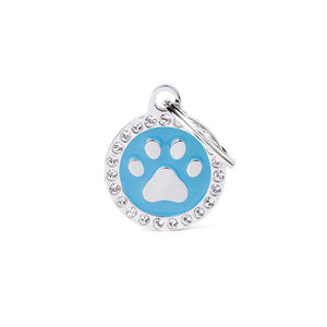 MyFamily Glam Paw Pet ID Tag, Light Blue, Small