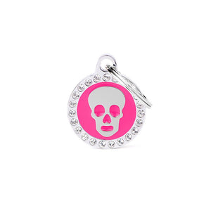 MyFamily Glam Skull Médaille d'identification pour animaux de compagnie, rose