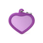 MyFamily Hushtag Heart Aluminum Rubber Pet ID Tag, Purple/Purple, Medium