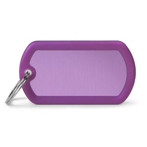 MyFamily Hushtag Military Aluminum Rubber Pet ID Tag, Purple/Purple, Medium