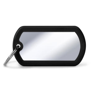 MyFamily Military Chrome Plaqué Laiton Caoutchouc noir Médaille d'identification pour animaux de compagnie