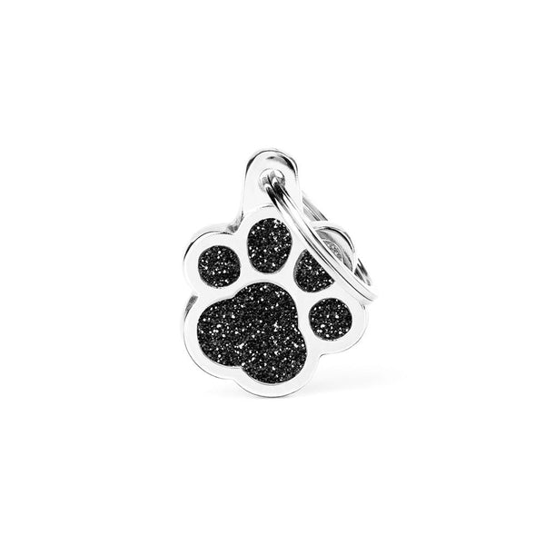MyFamily Shine Glitter Paw Pet ID Tag, Black
