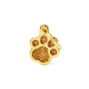MyFamily Shine Glitter Paw Pet ID Tag, Gold