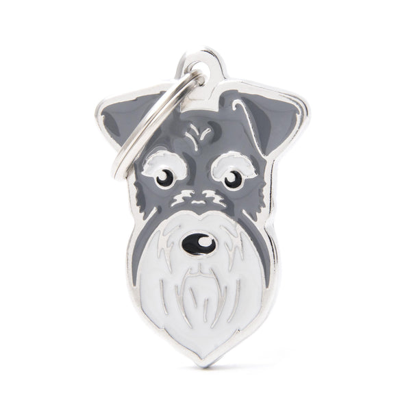 MyFamily Friends Schnauzer Pet ID Tag, Pepper/Salt, Medium