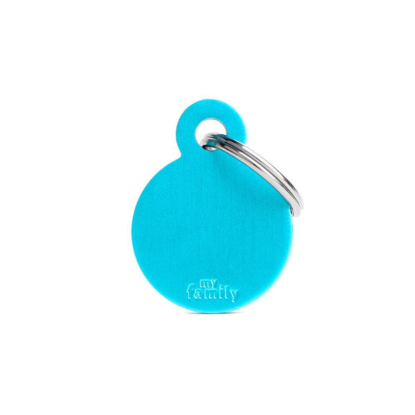 MyFamily Basic Aluminum Circle Pet ID Tag, Light Blue