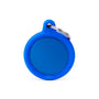 MyFamily Hushtag Circle Aluminum Rubber Pet ID Tag, Blue/Blue, Medium
