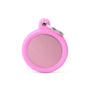 MyFamily Hushtag Circle Aluminum Rubber Pet ID Tag, Pink/Pink, Medium