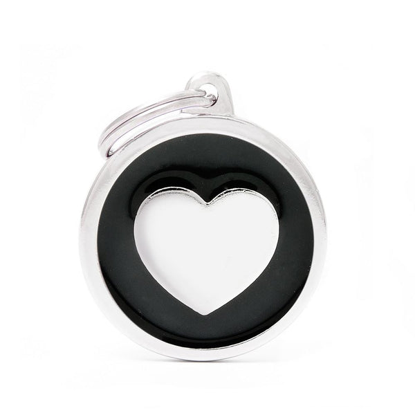 MyFamily Classic Circle Heart Pet ID Tag, Black