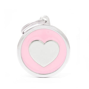MyFamily Classic Circle Heart Pet ID Tag, Pink