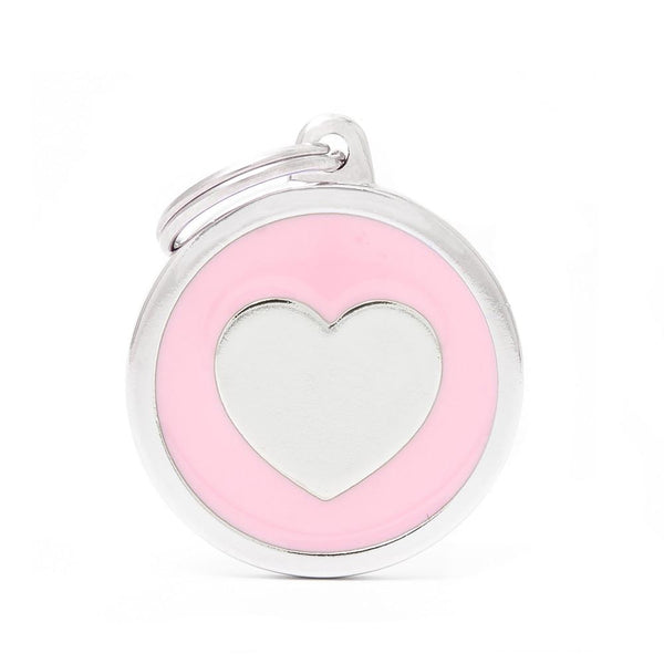 MyFamily Classic Circle Heart Pet ID Tag, Pink