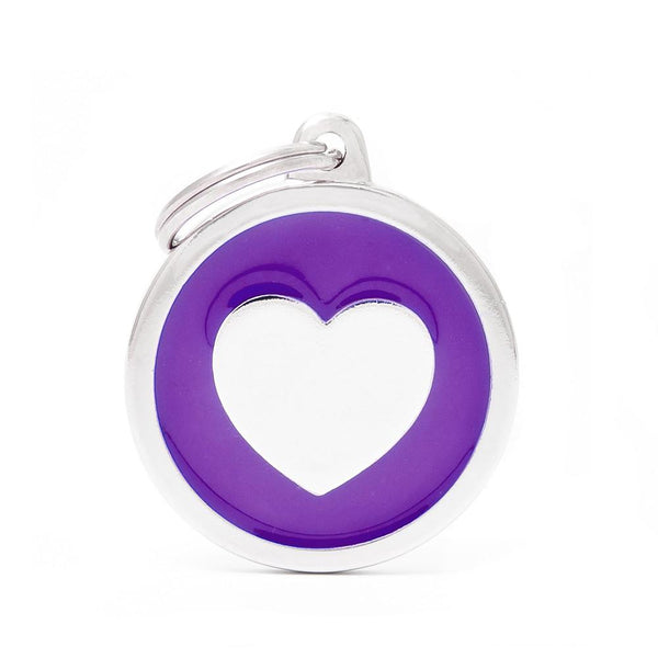 MyFamily Classic Circle Heart Pet ID Tag, Purple