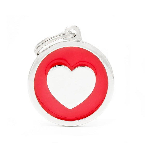 MyFamily Classic Circle Heart Pet ID Tag, Red