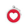 MyFamily Charms Circle Heart Pet ID Tag, Red/White