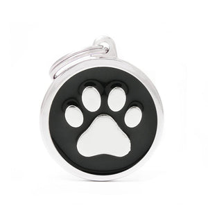 MyFamily Classic Circle Paw Pet ID Tag, Black