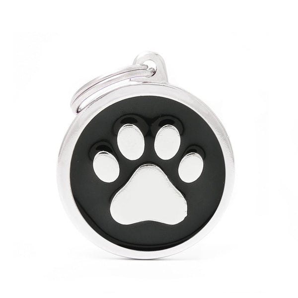 MyFamily Classic Circle Paw Pet ID Tag, Black