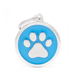 MyFamily Classic Circle Paw Pet ID Tag, Light Blue