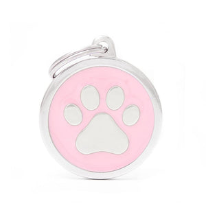 MyFamily Classic Circle Paw Pet ID Tag, Pink