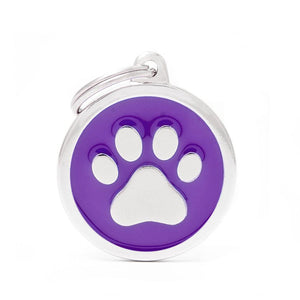 MyFamily Classic Circle Paw Pet ID Tag, Purple