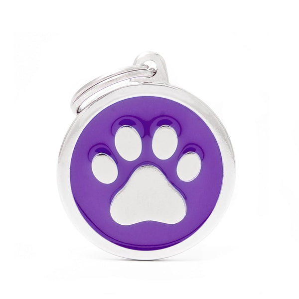 MyFamily Classic Circle Paw Pet ID Tag, Purple