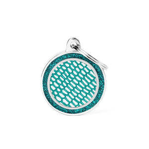 MyFamily Shine Leatherette Circle Saint Tropez Pet ID Tag, Turquoise