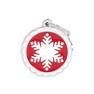 MyFamily Charms Circle Snowflake Pet ID Tag, Red